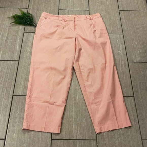 Talbots Pink and White Striped Cropped Women’s Stretch Pants Size 24W - Picture 1 of 8